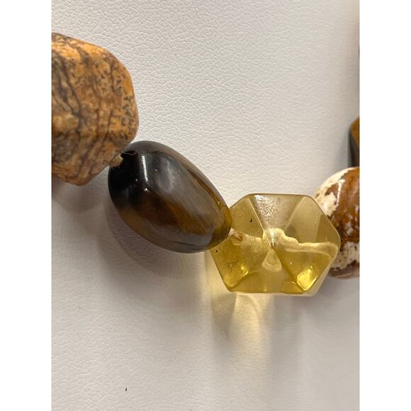 Sigrid Olsen Vintage Stone Tigers Eye Jasper Yellow Chunky Beaded‎ Necklace - Picture 9 of 9